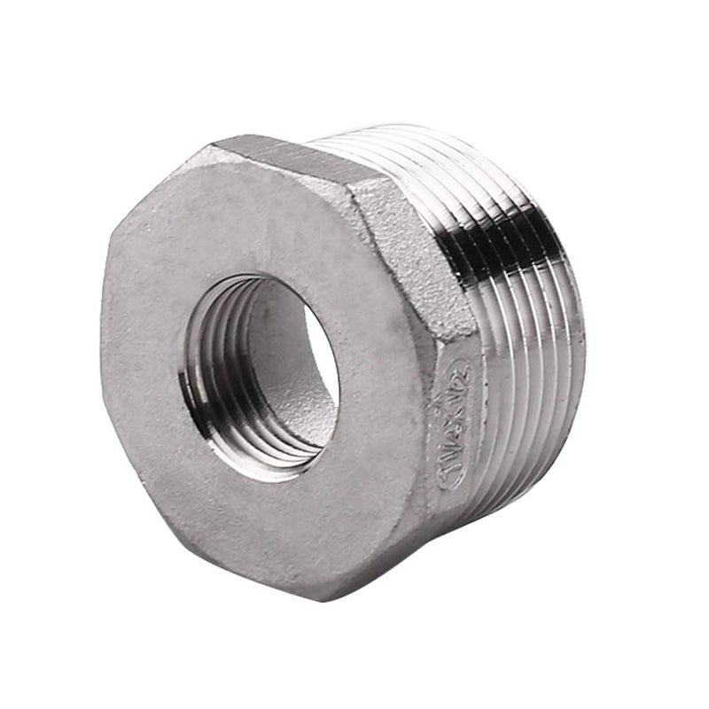 Pysrych Avanty Stainless Steel 304 Reducer Hex Bushing, 1" NPT Male to 1/4" NPT Female, Reducing Cast Pipe Adapter Fitting - Image 1